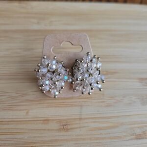 VINTAGE AB Crystal Cluster Gold-Tone Statement earrings